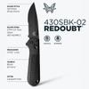 Benchmade - Redoubt Tactical, Every Day Knife, Serrated Edge, Drop-Point Blade with Black Grivory Handle (430SBK-02) view 2