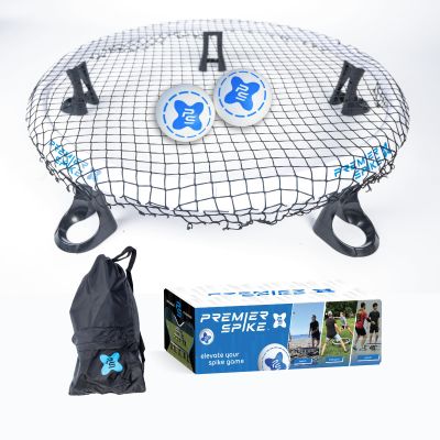 Premier Spike Roundnet Game Set - Top Set in Quality & Durability - Portable Outdoor Game for Beach, Backyard, Camping Game for Kids, Teens & Adults - Net, 2 Balls