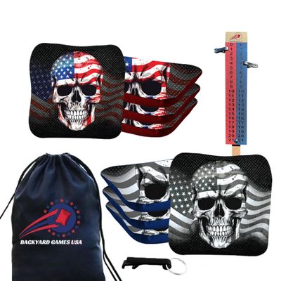 BackYardGamesUSA CornholeGamesUSA Pro Cornhole Bags Sets of 8 Regulation Professional, Tournament Slick n Stick Corn Hole Beans Bags for Cornhole Games