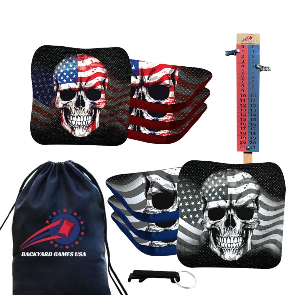 BackYardGamesUSA CornholeGamesUSA Pro Cornhole Bags Sets of 8 Regulation Professional, Tournament Slick n Stick Corn Hole Beans Bags for Cornhole Games
