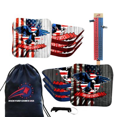 BackYardGamesUSA CornholeGamesUSA Pro Cornhole Bags Sets of 8 Regulation Professional, Tournament Slick n Stick Corn Hole Beans Bags for Cornhole Games