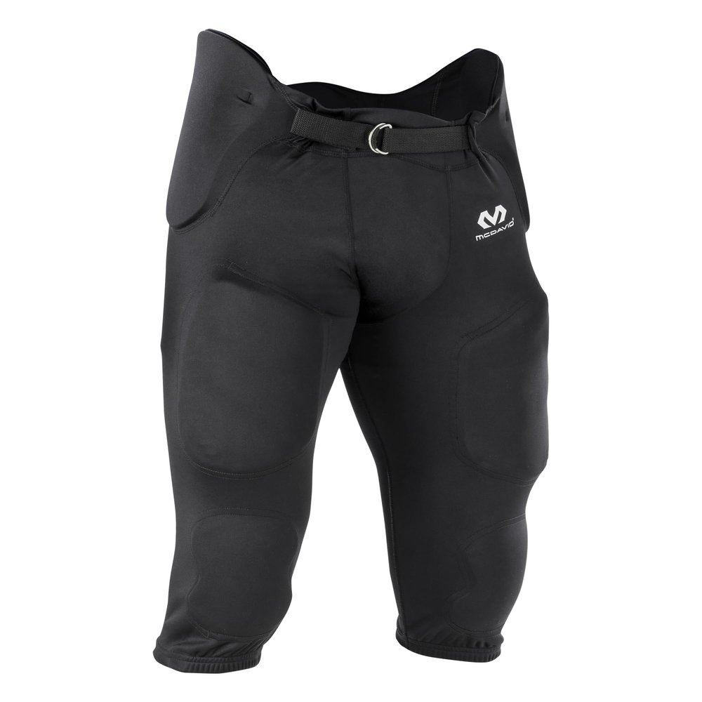 McDavid Rival Integrated Mens Football Pants with Pads, Adult Football Pants with Pads Black