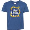 Fun Express VBS Follow The Path of Jesus Youth T-Shirt - Short Sleeve, 50% Cotton/50% Polyester, High-Density Fabric, Tear Away Label - Extra Large Blue view 1