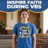 Fun Express VBS Follow The Path of Jesus Youth T-Shirt - Short Sleeve, 50% Cotton/50% Polyester, High-Density Fabric, Tear Away Label - Extra Large Blue view 2