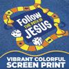 Fun Express VBS Follow The Path of Jesus Youth T-Shirt - Short Sleeve, 50% Cotton/50% Polyester, High-Density Fabric, Tear Away Label - Extra Large Blue view 4