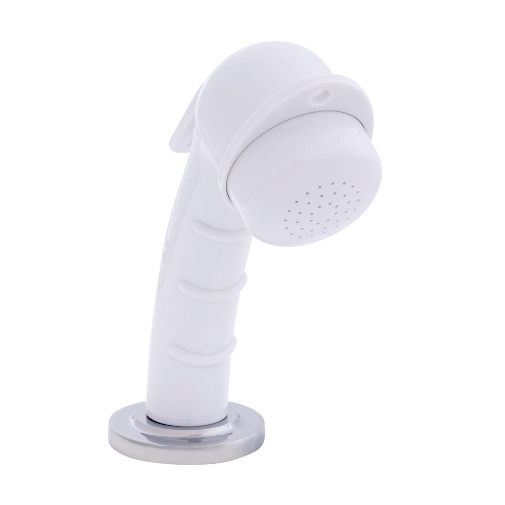 Ambassador Marine Deck-Mount Sprayer- Small Arctic White Sprayer, 6' White Rubber Hose, Low Profile Holder - 134-0011-AW-W