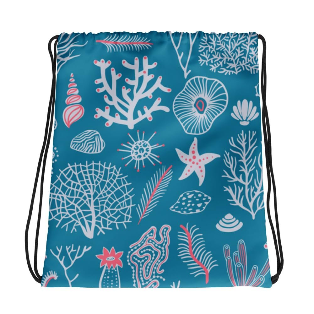 Unisex Drawstring Bag Blue Sealife
