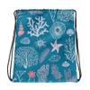 Unisex Drawstring Bag Blue Sealife view 1