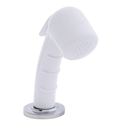 Ambassador Marine Deck-Mount Sprayer- Small Arctic White Sprayer (No Eyelet for Hanging), 6' White Rubber Hose, Low Profile Holder - 134-0049-AW-W