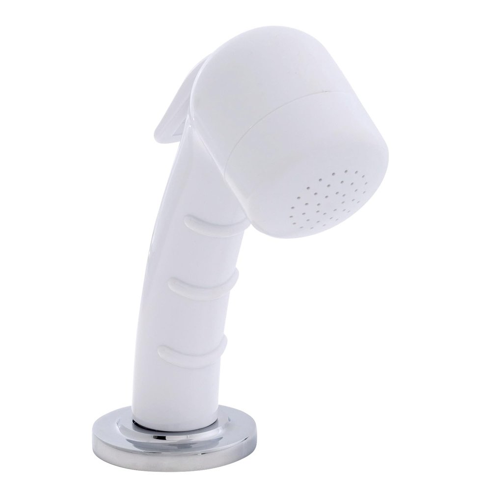 Ambassador Marine Deck-Mount Sprayer- Small Arctic White Sprayer (No Eyelet for Hanging), 6' White Rubber Hose, Low Profile Holder - 134-0049-AW-W