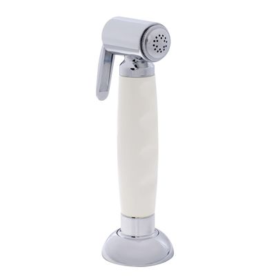 Ambassador Marine Deck-Mount Sprayer- Hammer-Head Warm White Sprayer, 10' White Rubber Hose, Elite Holder - 134-0042-WH-W