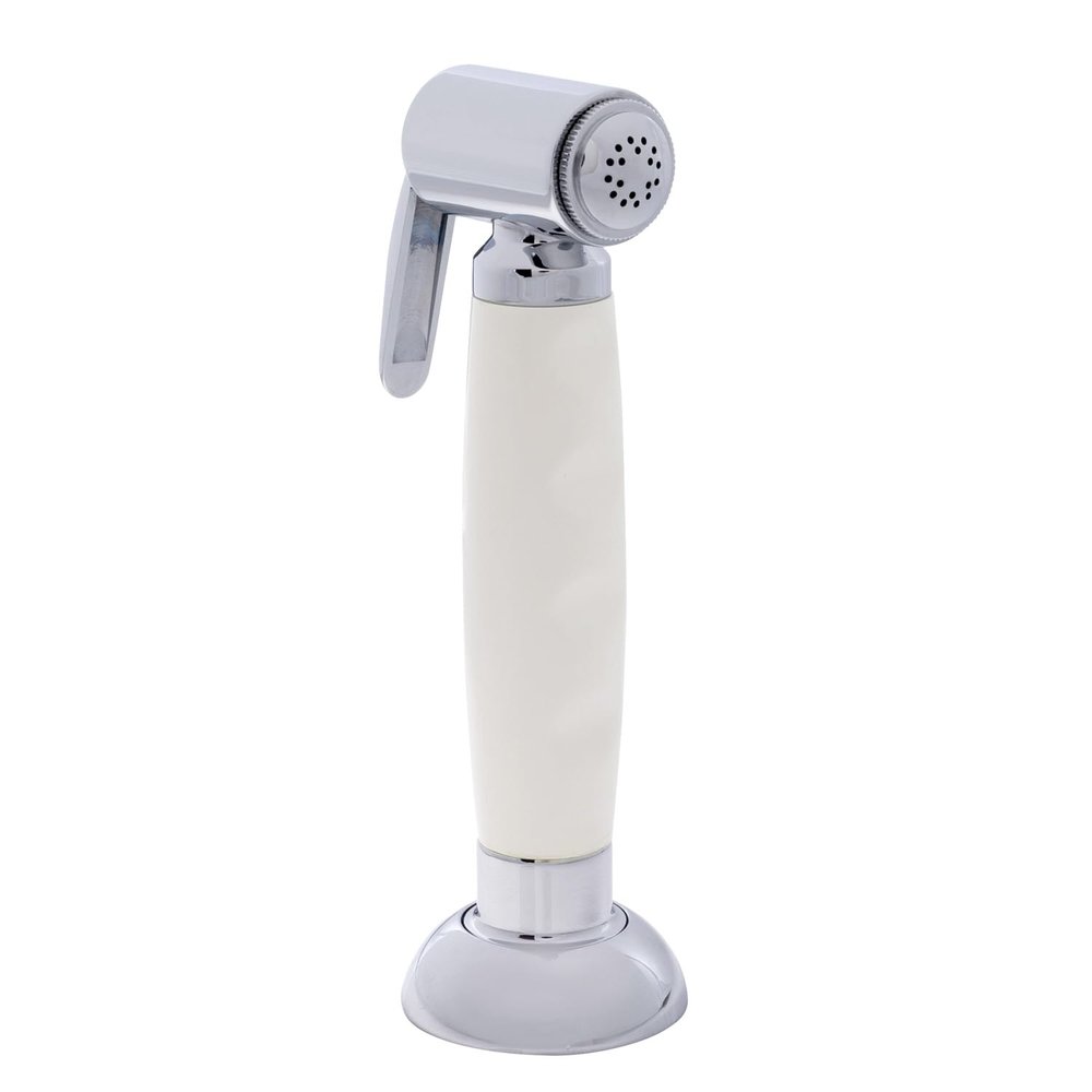 Ambassador Marine Deck-Mount Sprayer- Hammer-Head Warm White Sprayer, 10' White Rubber Hose, Elite Holder - 134-0042-WH-W