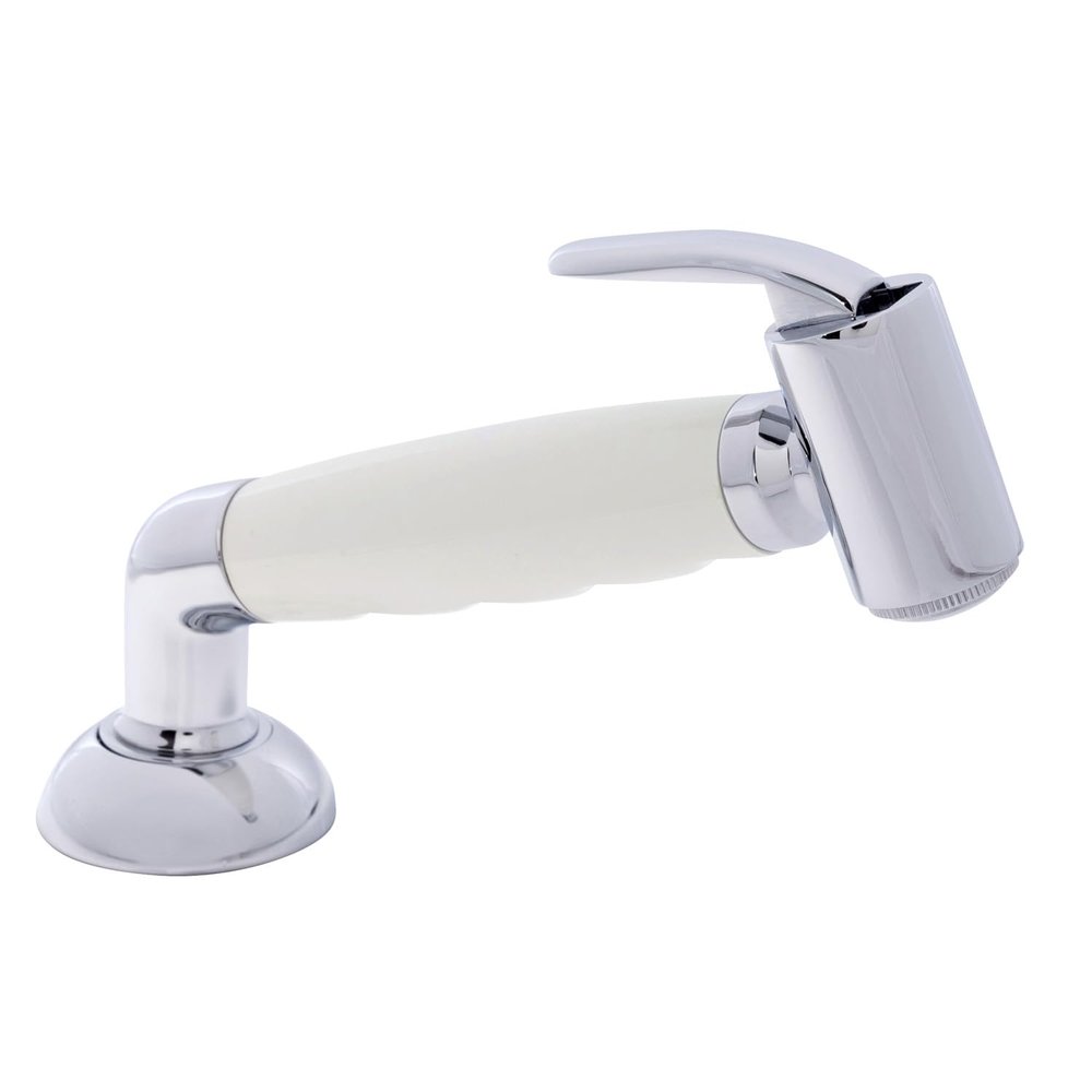 Ambassador Marine Deck-Mount Sprayer- Hammer-Head Warm White Sprayer w/Elbow, 6' Stainless Steel Hose, Elite Holder - 134-0045-WH-W