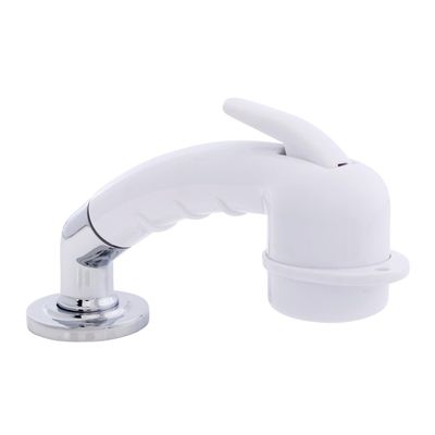 Ambassador Marine Deck-Mount Sprayer- Small Arctic White Sprayer w/Elbow, 10' White Rubber Hose, Low Profile Holder - 134-0033-AW-W