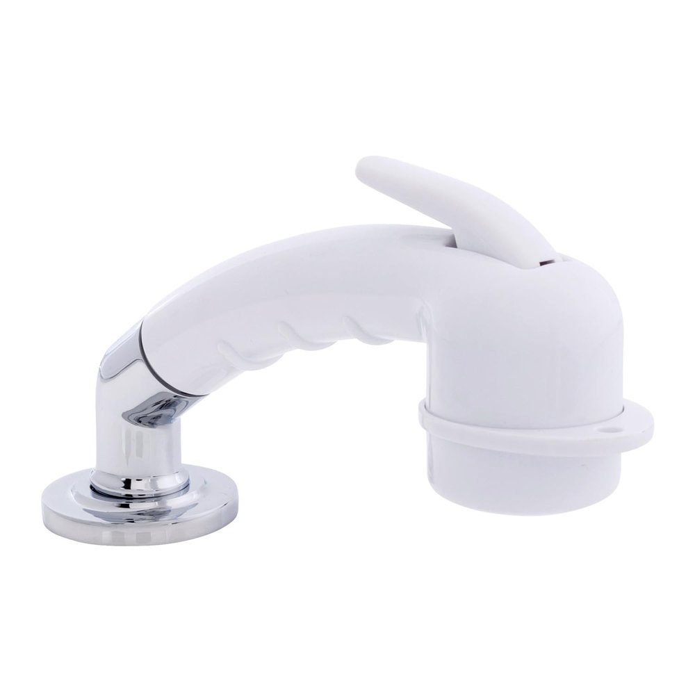 Ambassador Marine Deck-Mount Sprayer- Small Arctic White Sprayer w/Elbow, 10' White Rubber Hose, Low Profile Holder - 134-0033-AW-W