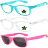 OWL 3 Pairs Kids Clear Lens Glasses Girls Boys Glow In The Dark Blue and White, Polarized Pink Smoke view 1