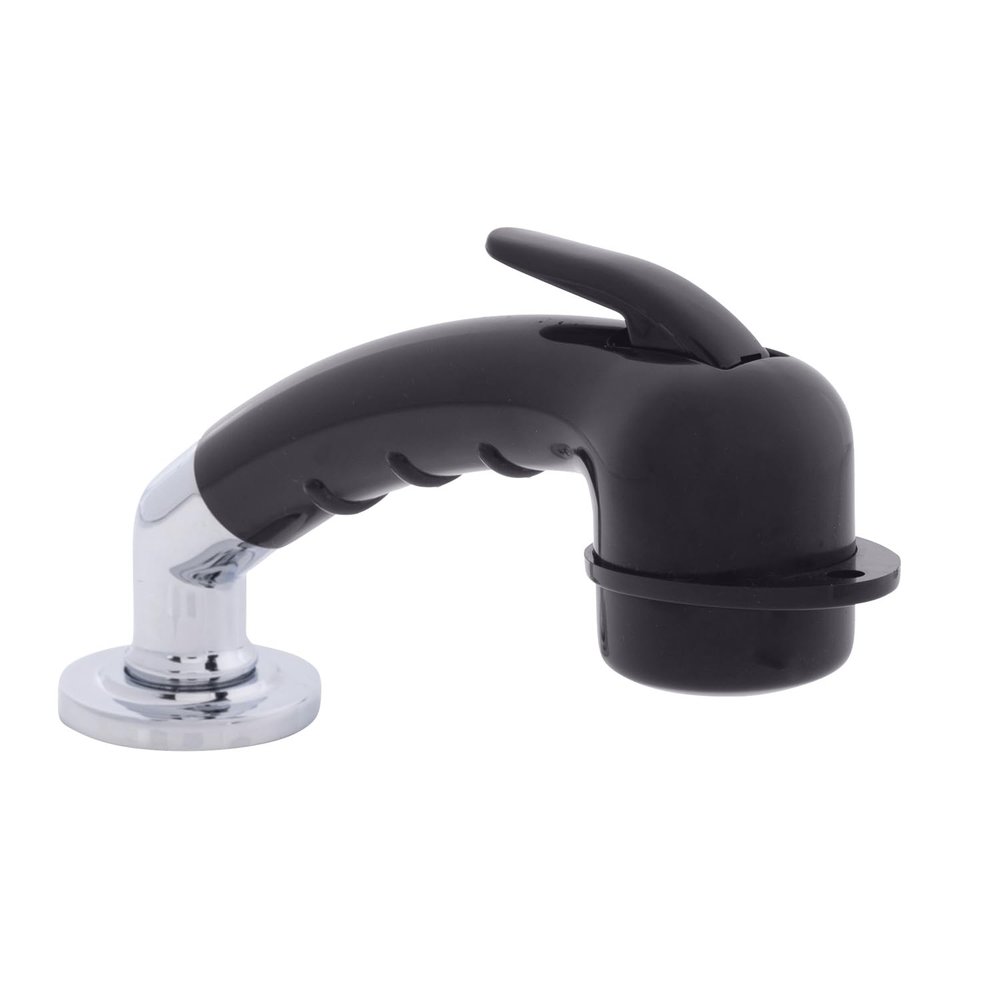 Ambassador Marine Deck-Mount Sprayer- Small Black Sprayer w/Elbow, 6' Stainless Steel Hose, Low Profile Holder - 134-0031-KP-W