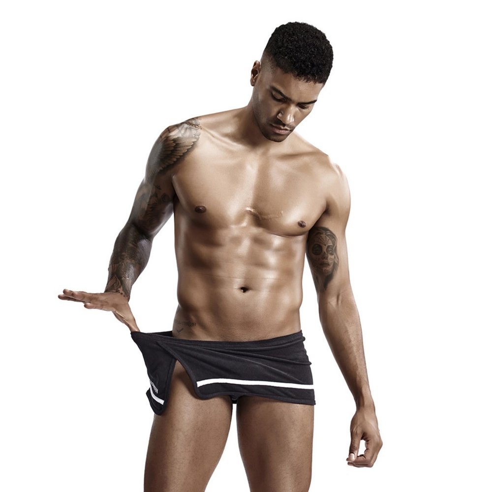 Wayonge Mens Skirt Boxers Mens Cotton Boxer Skirt ARROW Shorts for Men (X-Large,Black)