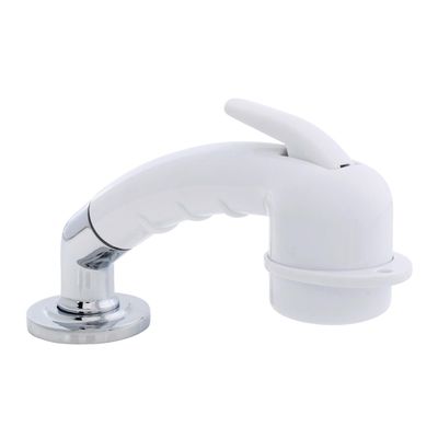 Ambassador Marine Deck-Mount Sprayer- Small Arctic White Sprayer w/Elbow, 6' Stainless Steel Hose, Low Profile Holder - 134-0031-AW-W