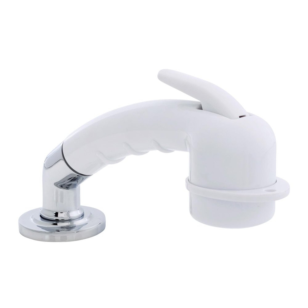 Ambassador Marine Deck-Mount Sprayer- Small Arctic White Sprayer w/Elbow, 6' Stainless Steel Hose, Low Profile Holder - 134-0031-AW-W