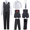 Suit for Boys,Ring Bearer Outfit,Boys Formal Vest Pants Set,Boy Suits Size 4 Dark Gray Suit view 2