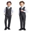 Suit for Boys,Ring Bearer Outfit,Boys Formal Vest Pants Set,Boy Suits Size 4 Dark Gray Suit view 3