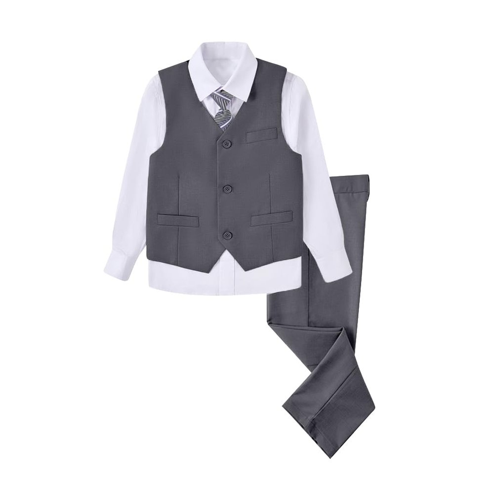 Suit for Boys,Ring Bearer Outfit,Boys Formal Vest Pants Set,Boy Suits Size 2 Gray Suit