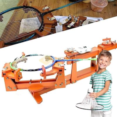 JOSKAA Badminton Racket Stringing Machine Stringer, Winch Type Personal Stringing Tools, 6-Point Fixed 60lb Winch Type Badminton String Machine, for DIY Squash, Tennis or Badminton Rackets
