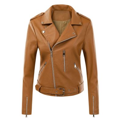 NATHGAM Black Leather Jacket for Women Solid Long Sleeve Zipper Pockets Outerwear Coats Fashion Asymmetrical Style PU Jackets