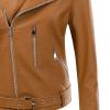NATHGAM Black Leather Jacket for Women Solid Long Sleeve Zipper Pockets Outerwear Coats Fashion Asymmetrical Style PU Jackets view 3