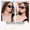 DANAMY Sunglasses Womens Retro Oval Sunglasses for Women Men Fashion Small Oval Sun Glasses 90s Vintage Driving Shades view 2