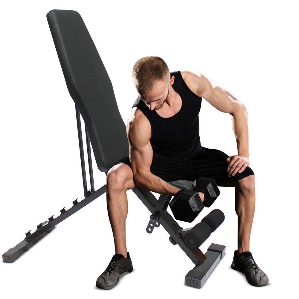 LSKSSNG Adjustable & Foldable Weight Bench Press, Decline Bench for Dumbbell Exercise, 600LBS Strength Training Benches for Full Body Workout, Multi-Purpose Incline Decline Workout Bench for Home Gym