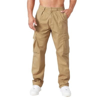 THWEI Cargo Pants for Men Casual Cotton Lightweight Relaxed Fit Stretch Elastic Waist Work Pants Khaki 3XL