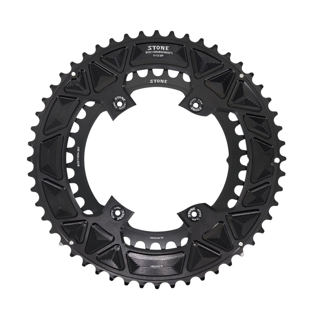 DJC Stone 110bcd Round Double Chainring for Shimano 105 R7100 UT R8100 DA R9200 Road Bike 56-42T 55-40T 54-40T 53-39T 52-36T 50-34T 48-33T 46-32T, Decor Bolts for R7100
