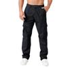 THWEI Cargo Pants for Men Casual Cotton Lightweight Relaxed Fit Stretch Elastic Waist Work Pants Black L view 1