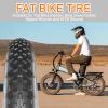 20x4 Fat Bike Tire Replacement, 20x4.0 Inch Electric Bicycle Snow Mountain E-Bike Tires, Folding Ebike Fat Tire Tubes and Tire Levers Compatible Wide Mountain Snow Bike Tires 1PCS view 2