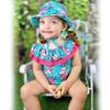 6 Month Baby Girls One Piece Swimsuits Infant Ruffle Floral Bathing Suit Off Shoulder Flower Swimwear Swimming Beach Wear with Hat 6-12 Months view 2