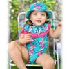 6 Month Baby Girls One Piece Swimsuits Infant Ruffle Floral Bathing Suit Off Shoulder Flower Swimwear Swimming Beach Wear with Hat 6-12 Months view 3