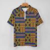 African Kente Print Men's Short Sleeve Shirts Golf T-Shirt Tennis Sportswear Casual Tops Zip-up Pullover view 3
