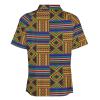 African Kente Print Men's Short Sleeve Shirts Golf T-Shirt Tennis Sportswear Casual Tops Zip-up Pullover view 4