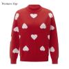 Awoscut Mother and Daughter Matching Clothes Sweater Cardigan Top Long Sleeve Heart Sweater Jumpers Mommy and Me Blouse (Kids, 02 Red, 11-12 Years) view 3