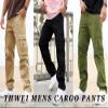 THWEI Cargo Pants for Men Casual Cotton Lightweight Relaxed Fit Stretch Elastic Waist Work Pants Army Green 2XL view 4