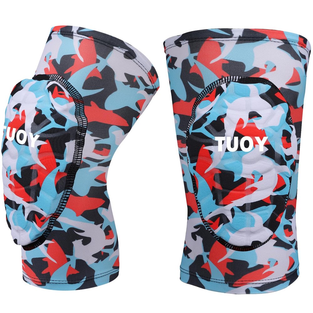 TUOY Protective Knee Pads Compression Knee Protection Pad for Volleyball Football Basketball - Youth & Adult Sizes (1 Pair)