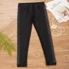 Hansber Kids Girls Figure Skating Pants Sparkle Side Rhinestones Gymnastics Tights Ice Skating Dance Performance Leggings Black 6 Years view 2