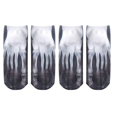 2 Pairs 3D Pattern Socks Women Socks Manicure Print Flip Flop Socks Casual Personalized Socks for Halloween (Black, M)