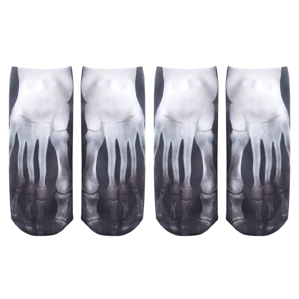 2 Pairs 3D Pattern Socks Women Socks Manicure Print Flip Flop Socks Casual Personalized Socks for Halloween (Black, M)