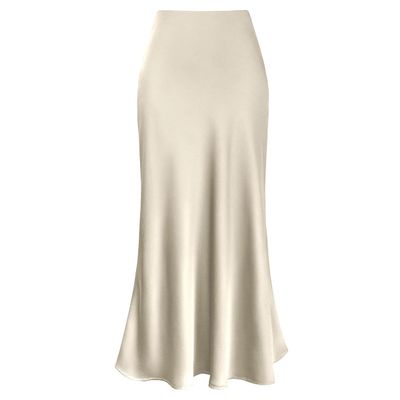 Silk & Satin Maxi Ruffle Skirt - Women's High Waist Tulip Skirt for Beach, Party, Prom & Evening - Apricot XL