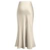 Silk & Satin Maxi Ruffle Skirt - Women's High Waist Tulip Skirt for Beach, Party, Prom & Evening - Apricot XL view 3