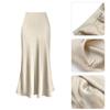 Silk & Satin Maxi Ruffle Skirt - Women's High Waist Tulip Skirt for Beach, Party, Prom & Evening - Apricot XL view 4