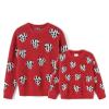 Awoscut Mother and Daughter Matching Clothes Sweater Cardigan Top Long Sleeve Heart Sweater Jumpers Mommy and Me Blouse (Kids, Red-Leopard, 3-4 Years) view 1